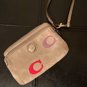 Coach wristlet - tan and colored